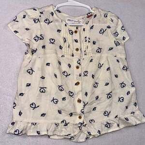 Zara Baby Girl Rope Knot Print Plumeti Blouse Size 2-3 Years